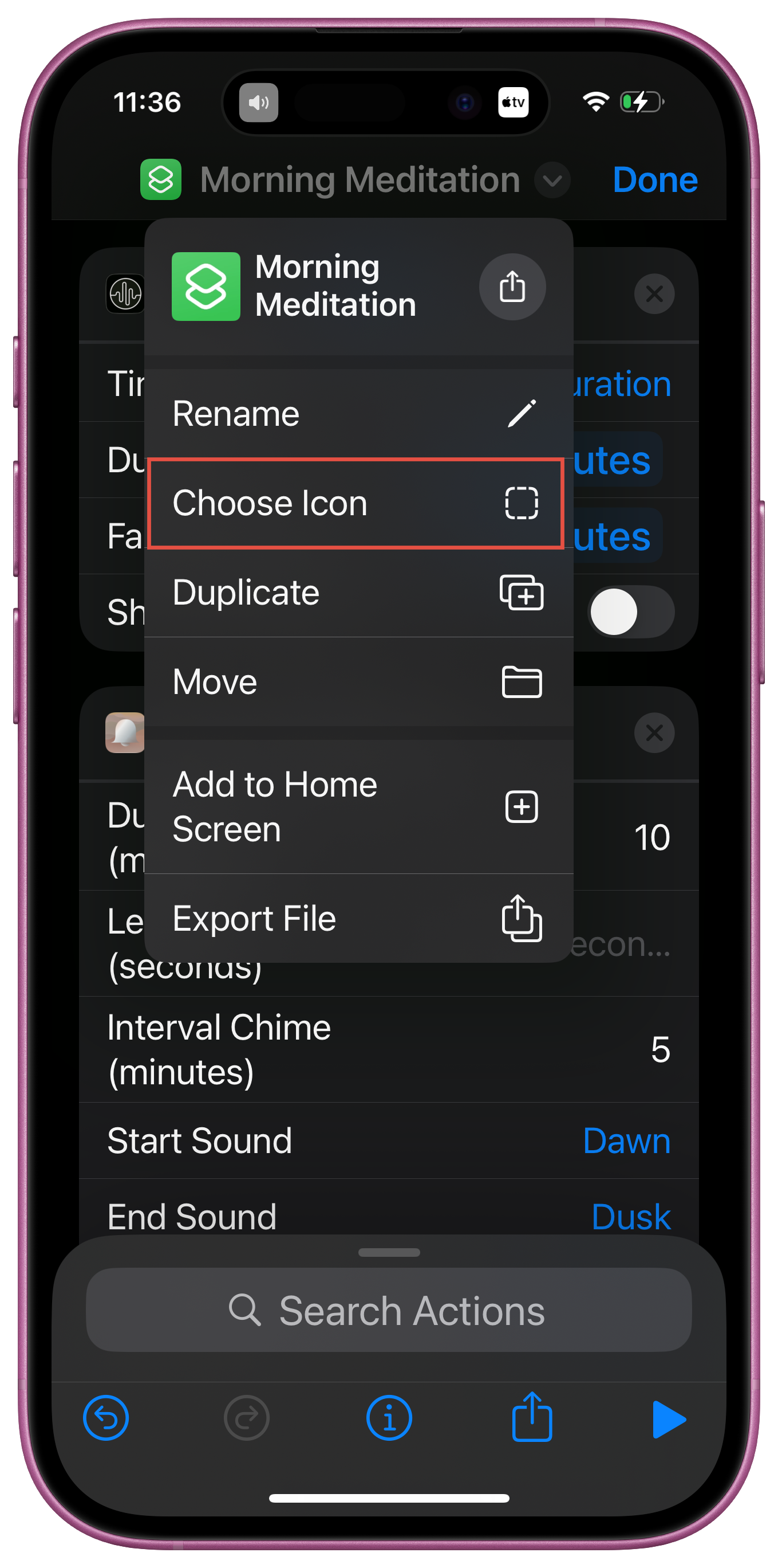 Screenshots: Renaming, choosing icon, and adding Shortcut to Home Screen